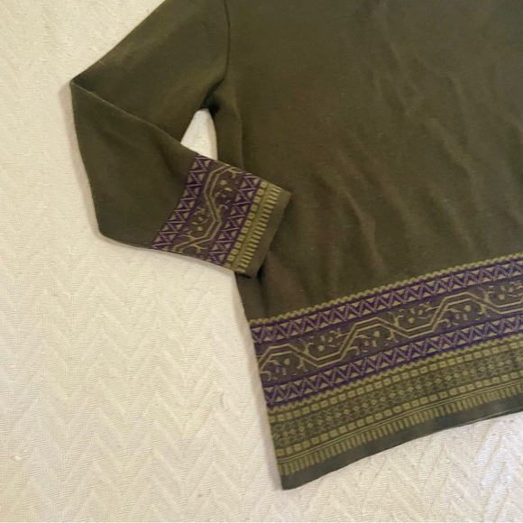 VTG Lennie brand green mock neck sweater with purple and green patterns L Women - Picture 6 of 10